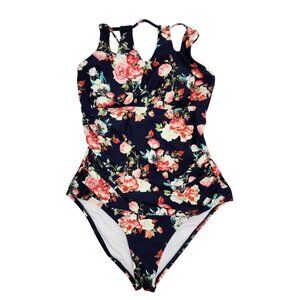 Cupshe Womens Floral Print One-Piece Swimsuit With Strappy Back Design  SIZE M